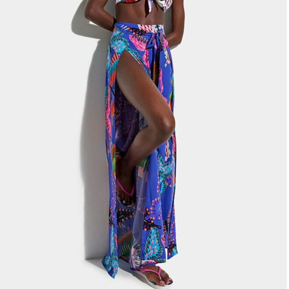 NWT DESIGUAL Butterfly Print Butterflies Slit Culotte Summer Coverup Pants Sz S